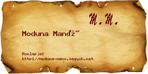 Moduna Manó névjegykártya